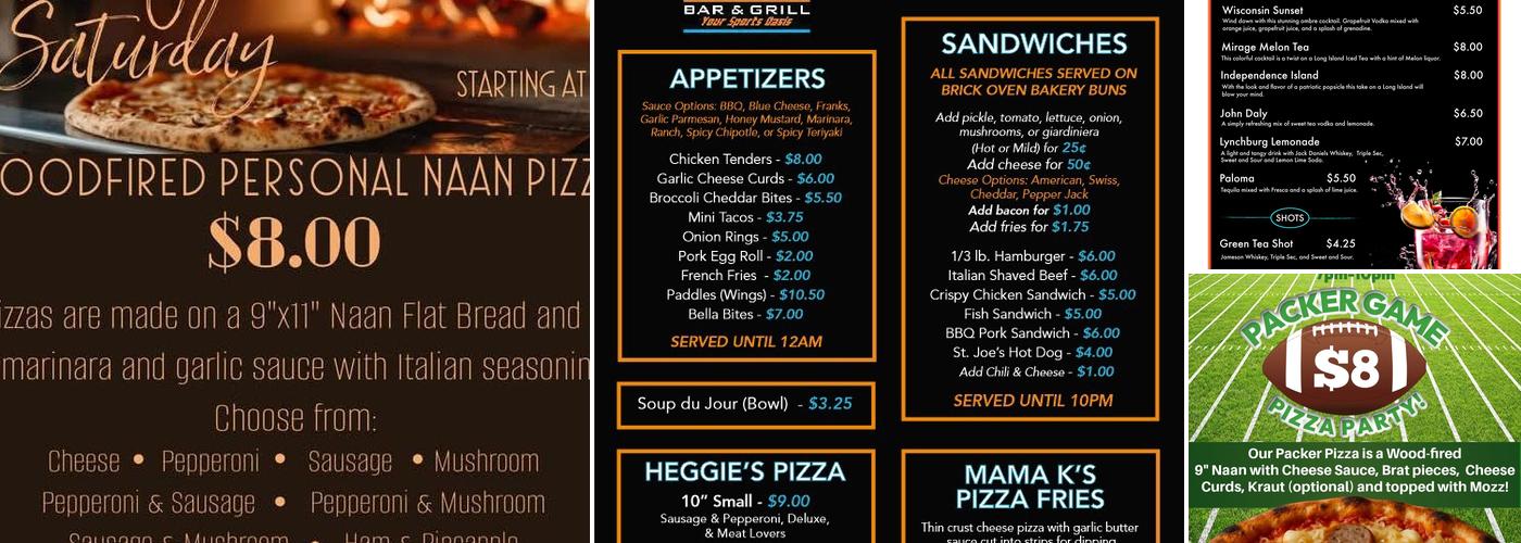 Mirage Sports Bar Menu