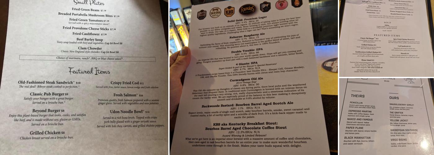 Limelight Pub Menu