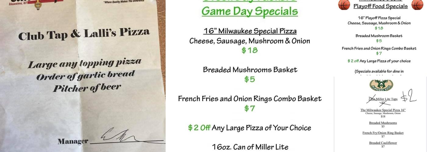 Club Tap Cocktail Lounge Menu