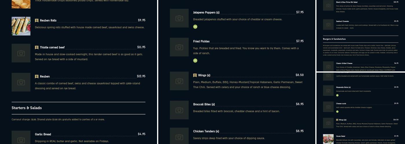 Kam's Corner Tap Menu