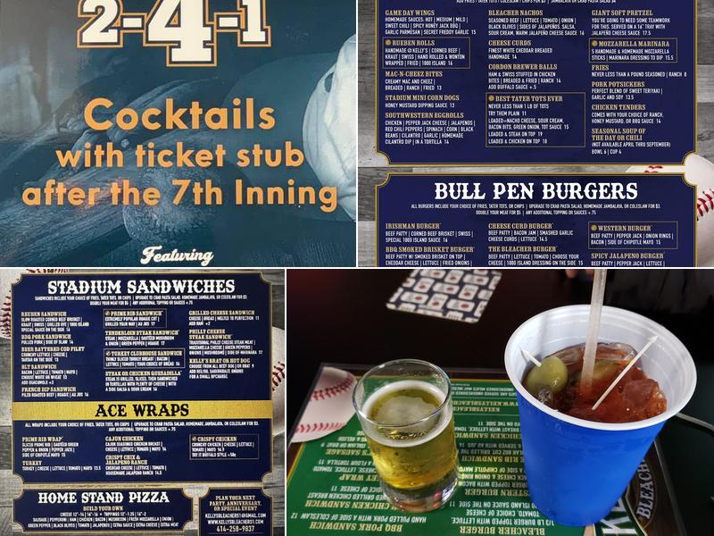 Kelly's Bleachers Menu