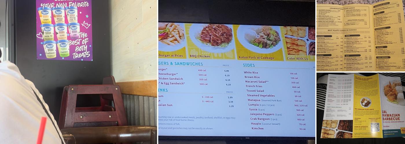 L&L Hawaiian Barbecue Menu