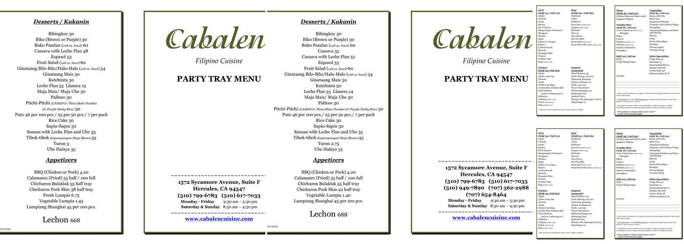 Cabalen Menu