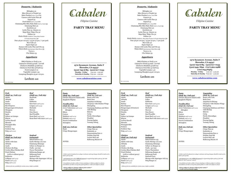 Cabalen Menu