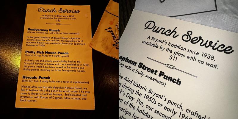 Bryant's Cocktail Lounge Menu