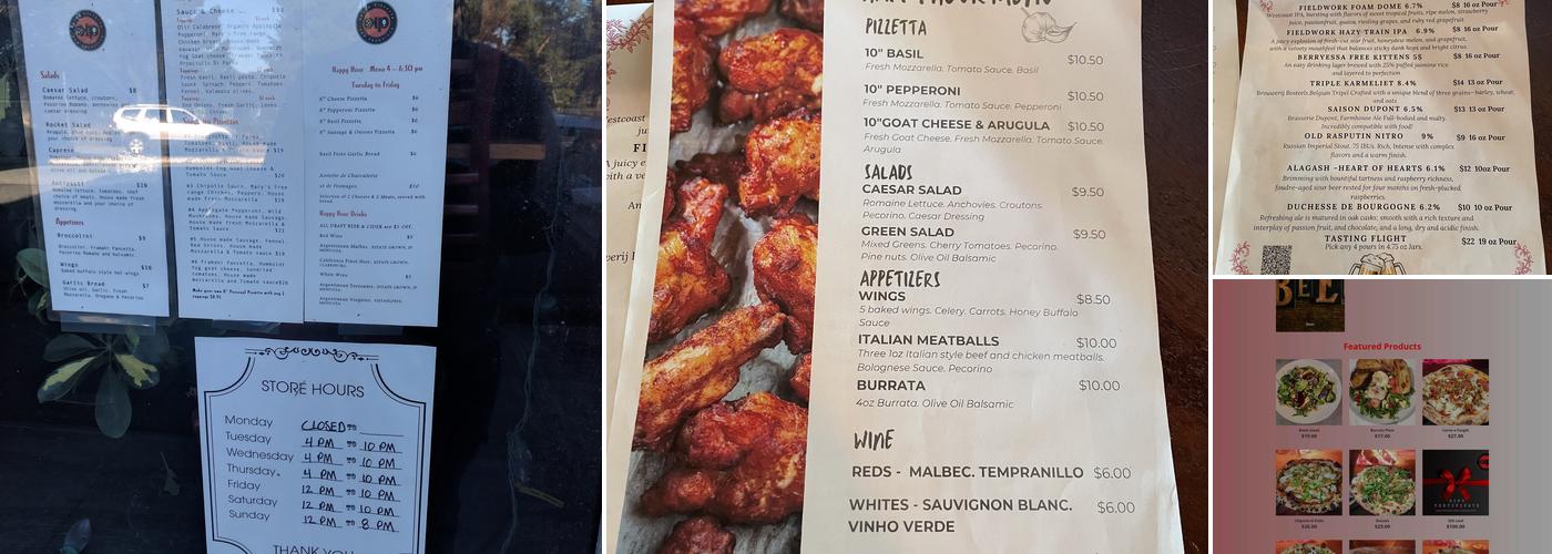 Pizzetta Napoletana Menu