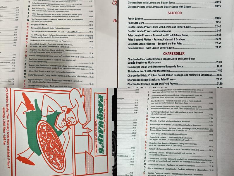 Pasquale's Pizzeria Menu