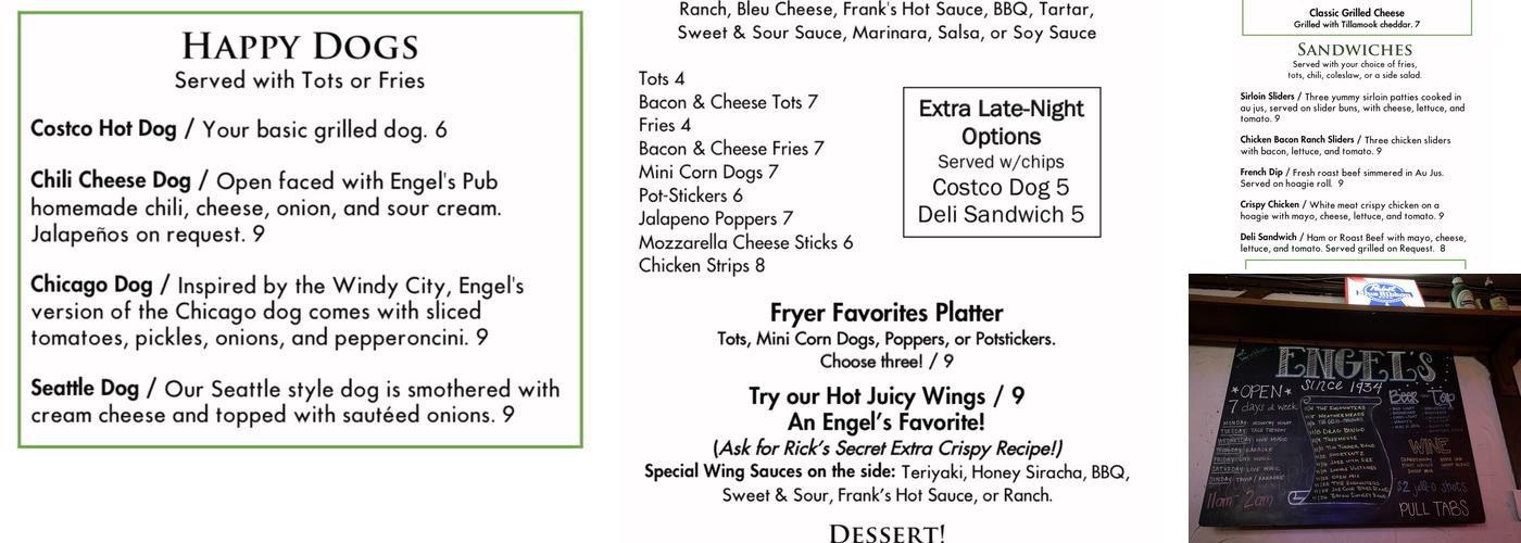 Engel's Pub Menu