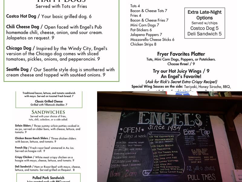 Engel's Pub Menu