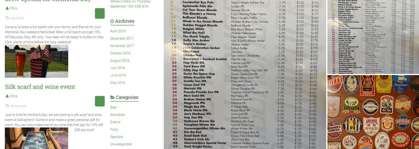 Gallaghers' Menu
