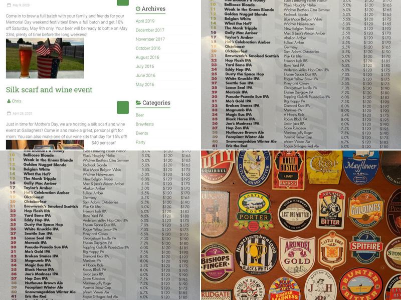 Gallaghers' Menu