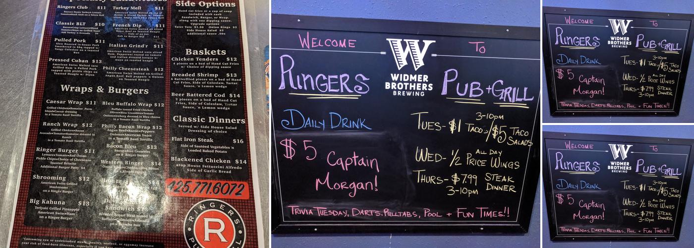 Ringers Pub Menu