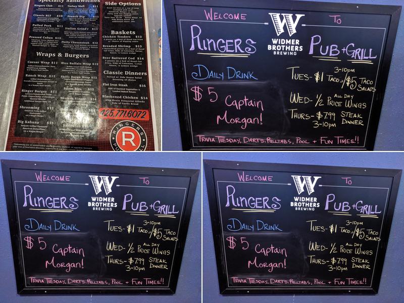 Ringers Pub Menu
