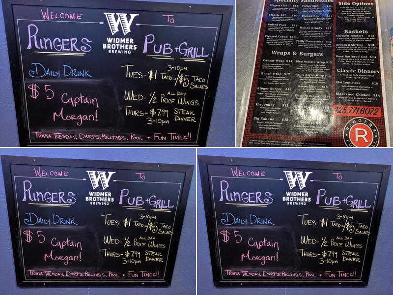Ringers Pub Menu