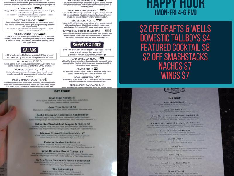 Tim's Tavern Menu