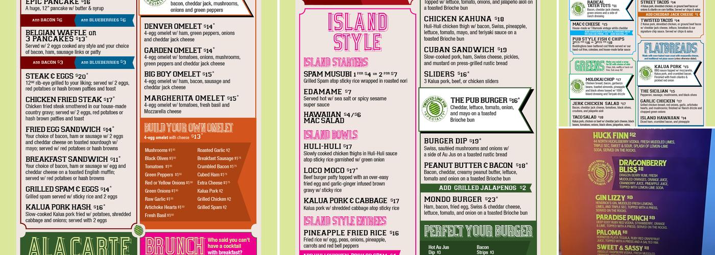 Twisted Lime Pub Menu