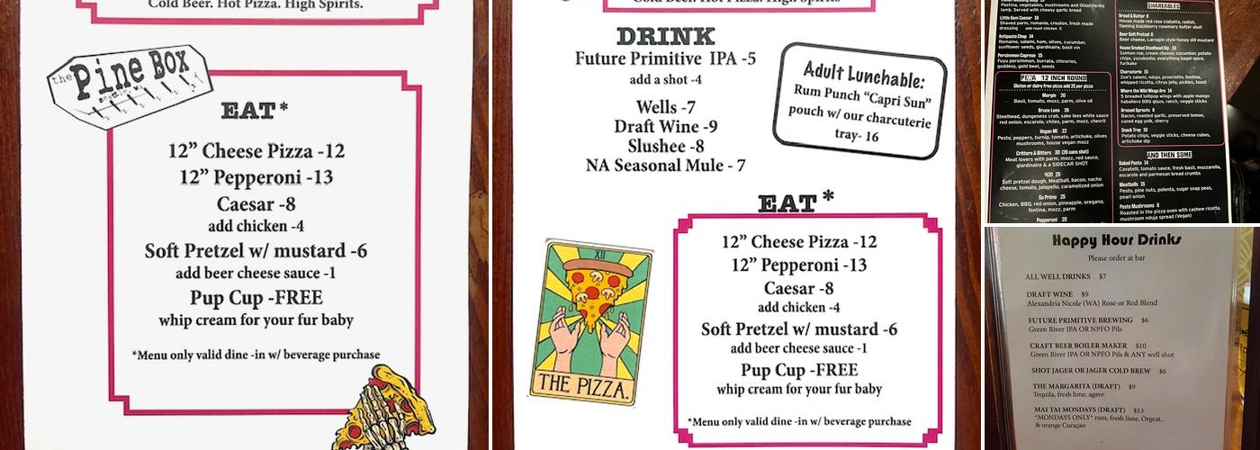 Pine Box Menu