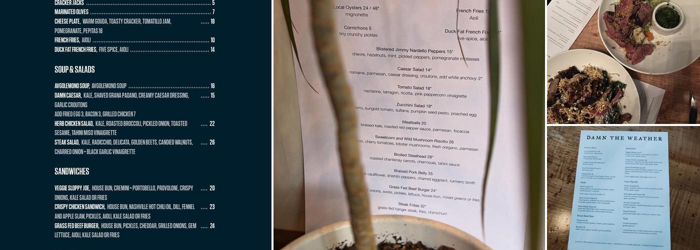 Damn the Weather Menu