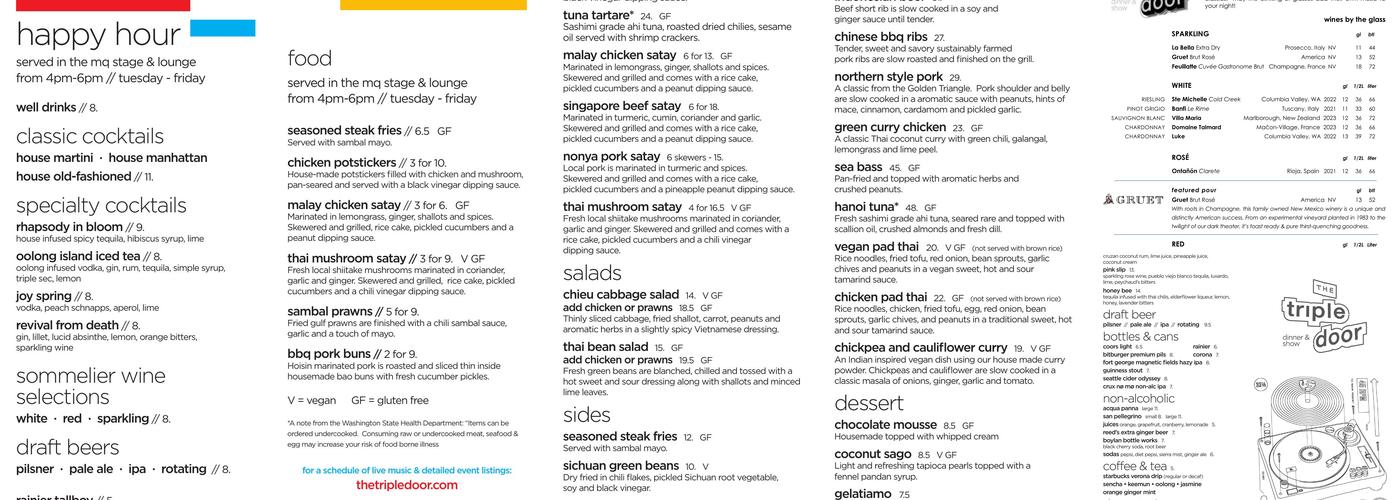 The Triple Door Menu