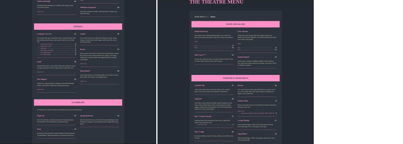 Can Can Culinary Cabaret Menu