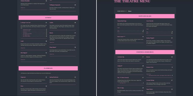 Can Can Culinary Cabaret Menu