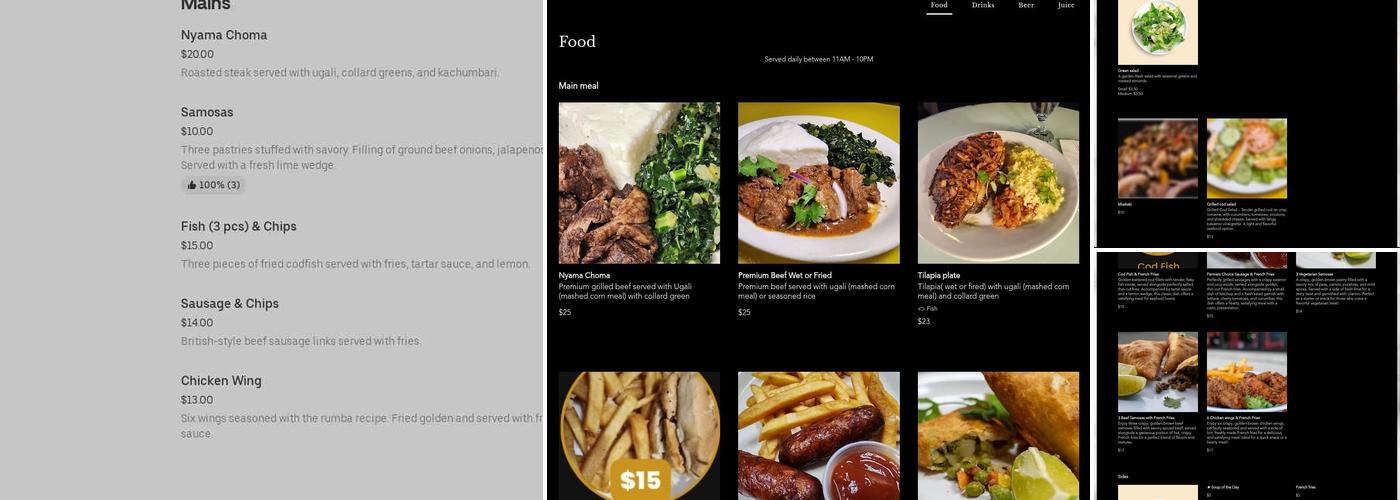 Rumba Notes Lounge Menu