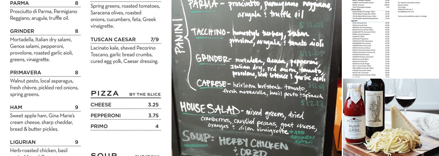 DeLaurenti Food & Wine Menu