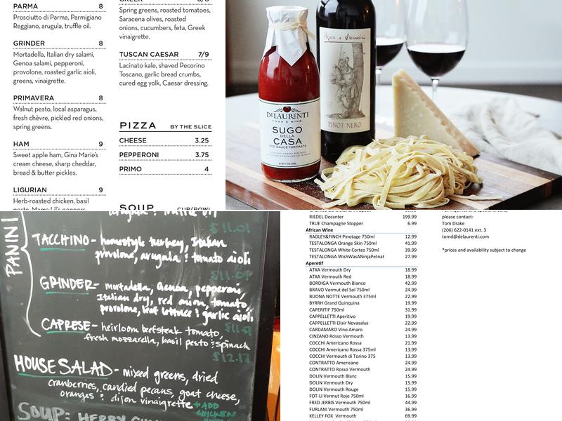 DeLaurenti Food & Wine Menu