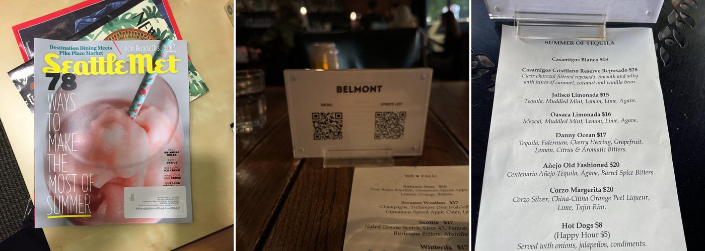 Belmont Menu