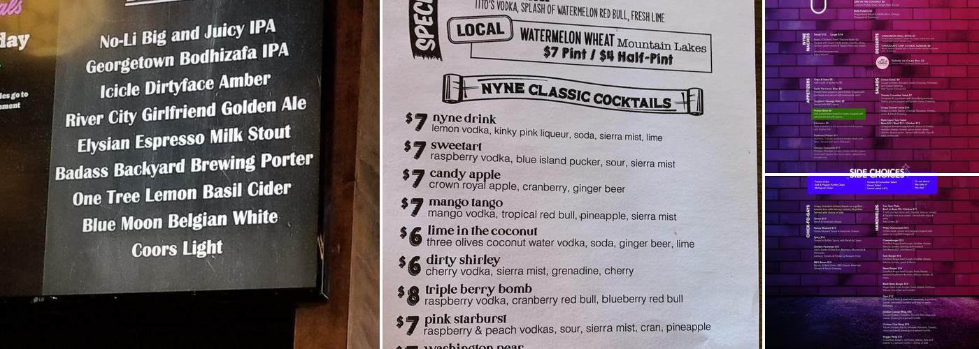 nYne Bar & Bistro Menu