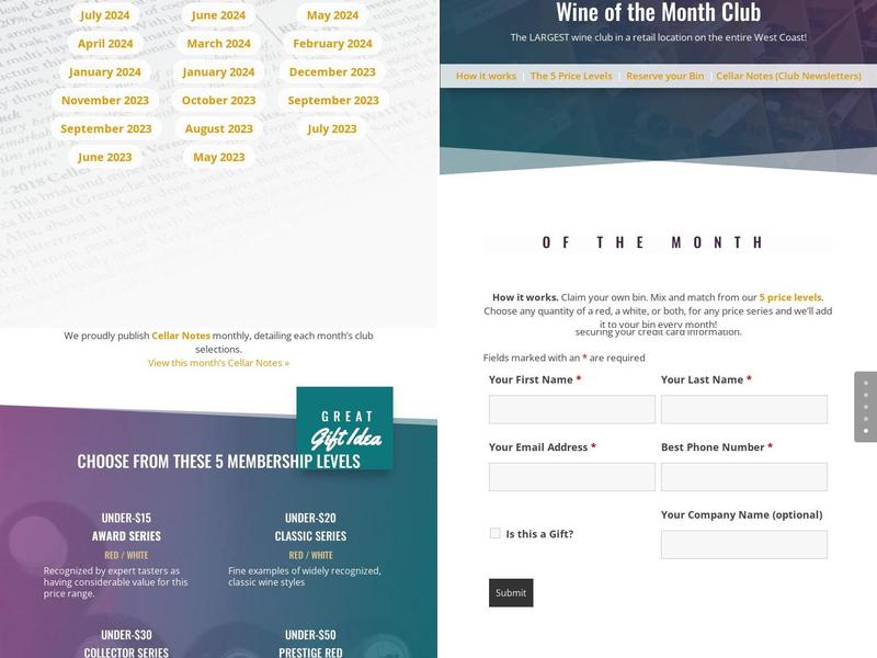 Vino! A Wine Shop Menu