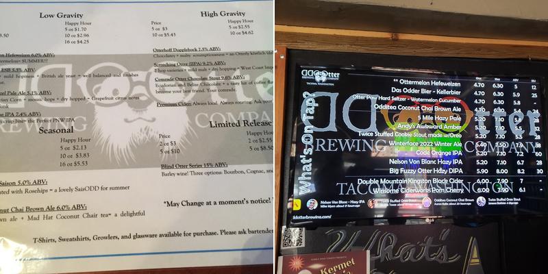 Odd Otter Brewing Company Menu