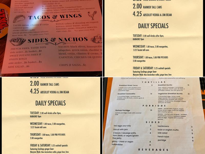 The New Frontier Lounge Menu