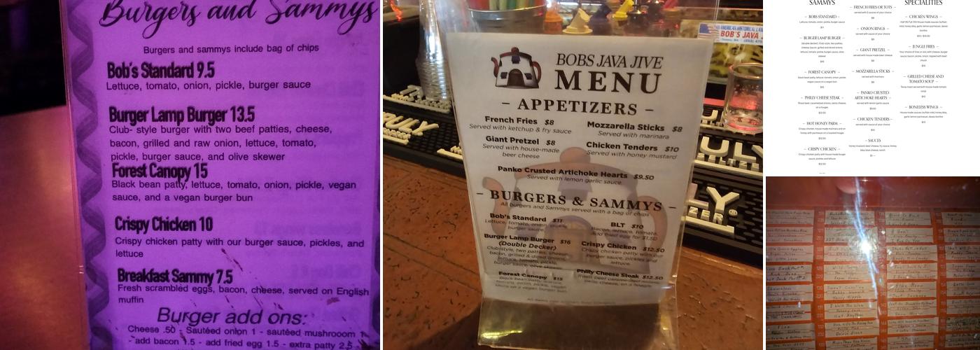 Bob's Java Jive Menu