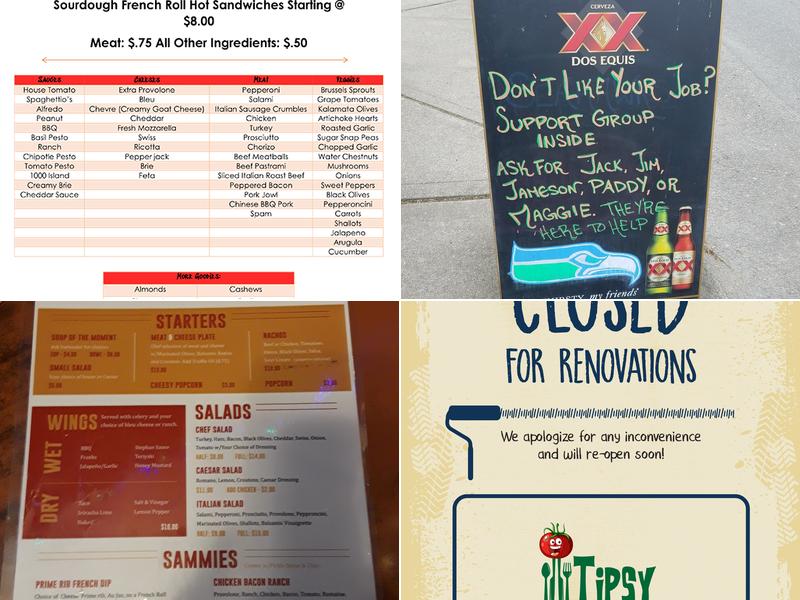 The Tipsy Tomato Bar & Kitchen Menu