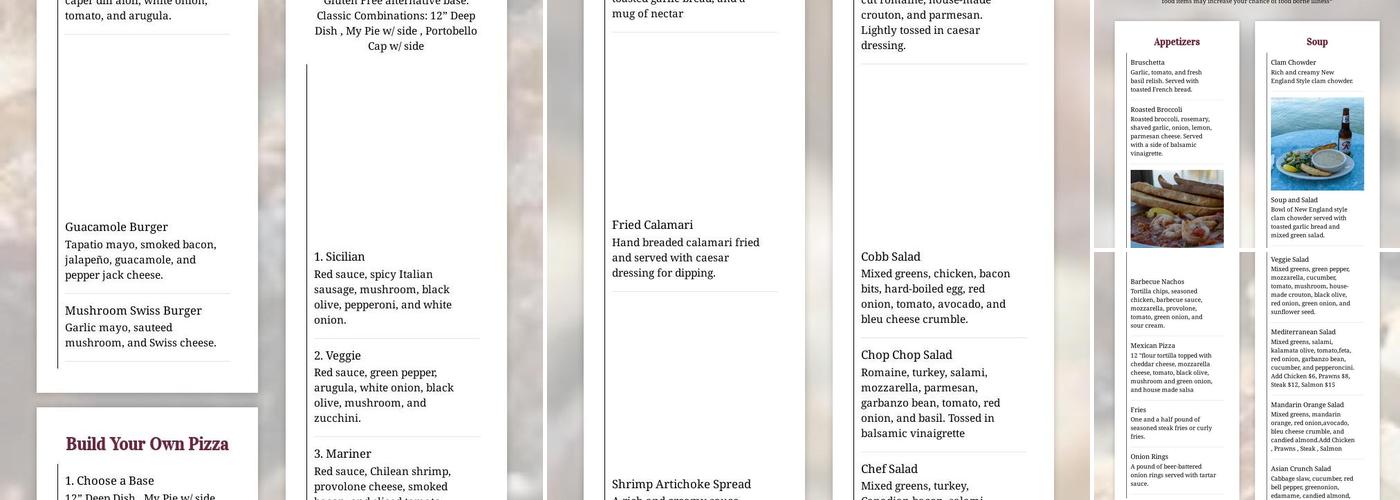 Katie Downs Waterfront Tavern Menu