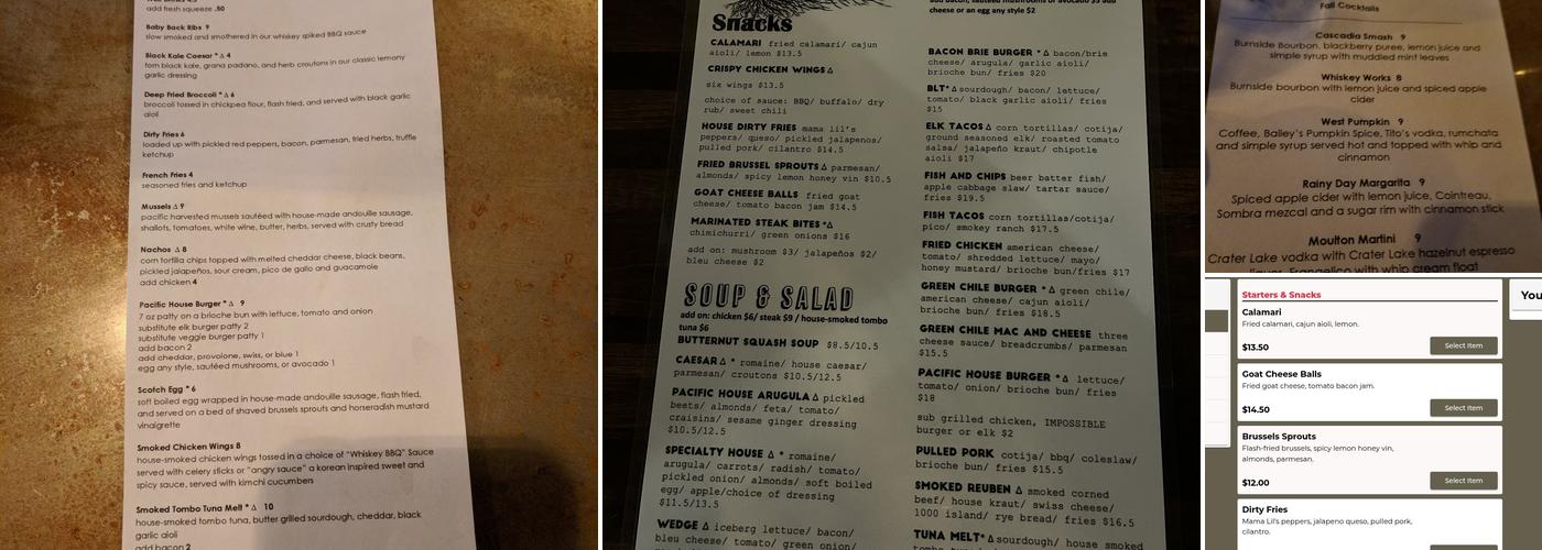 Pacific House Menu