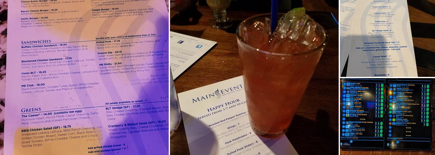 Main Event Sports Grill Menu