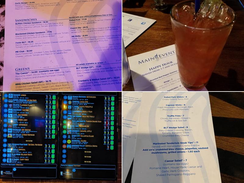 Main Event Sports Grill Menu