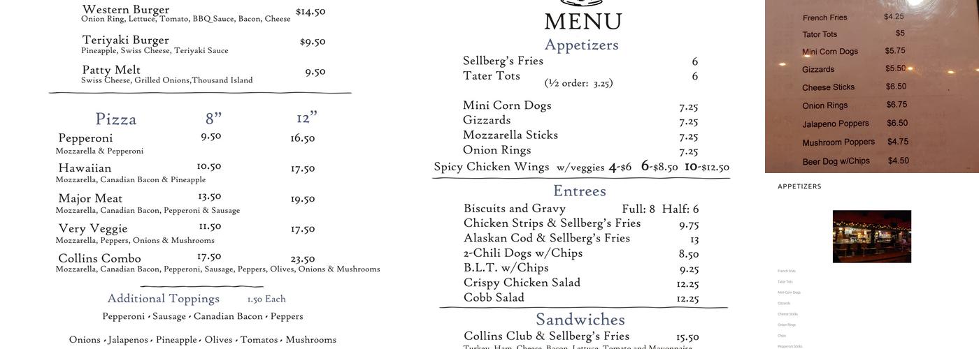 Sellberg's Tavern Menu