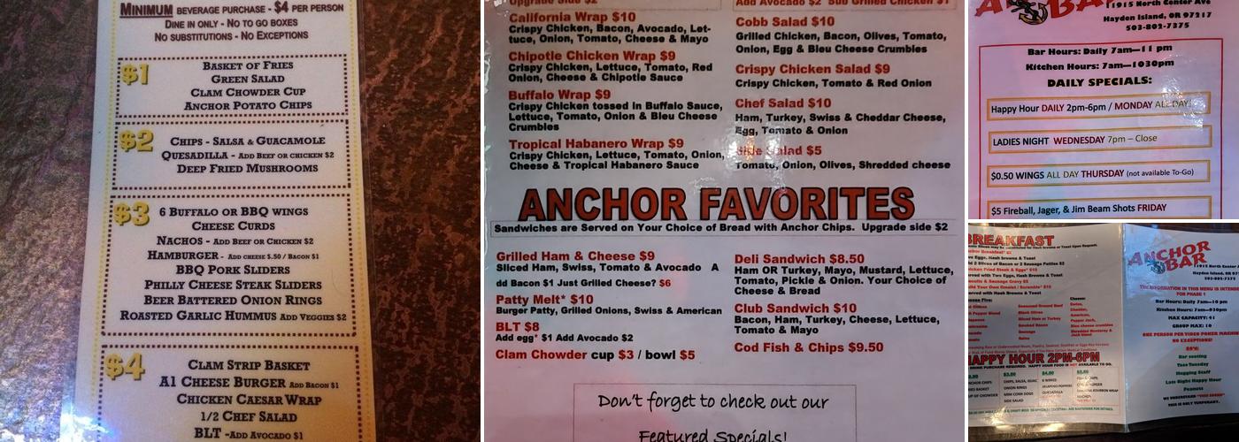 Anchor Bar Menu