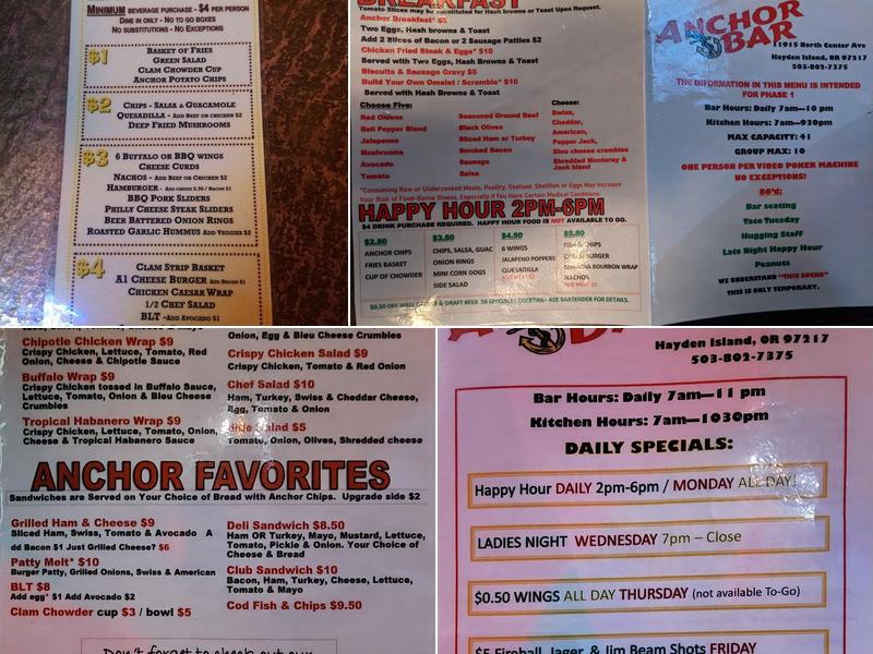 Anchor Bar Menu