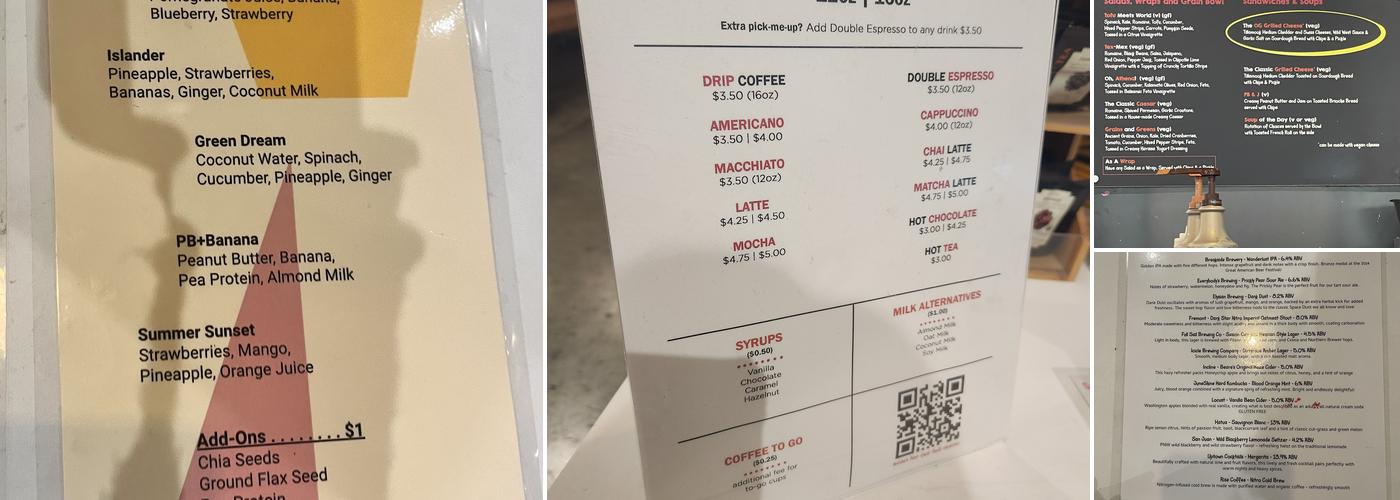 West Wall Bar and Cafe Menu