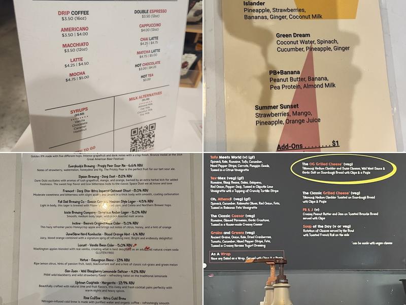 West Wall Bar and Cafe Menu