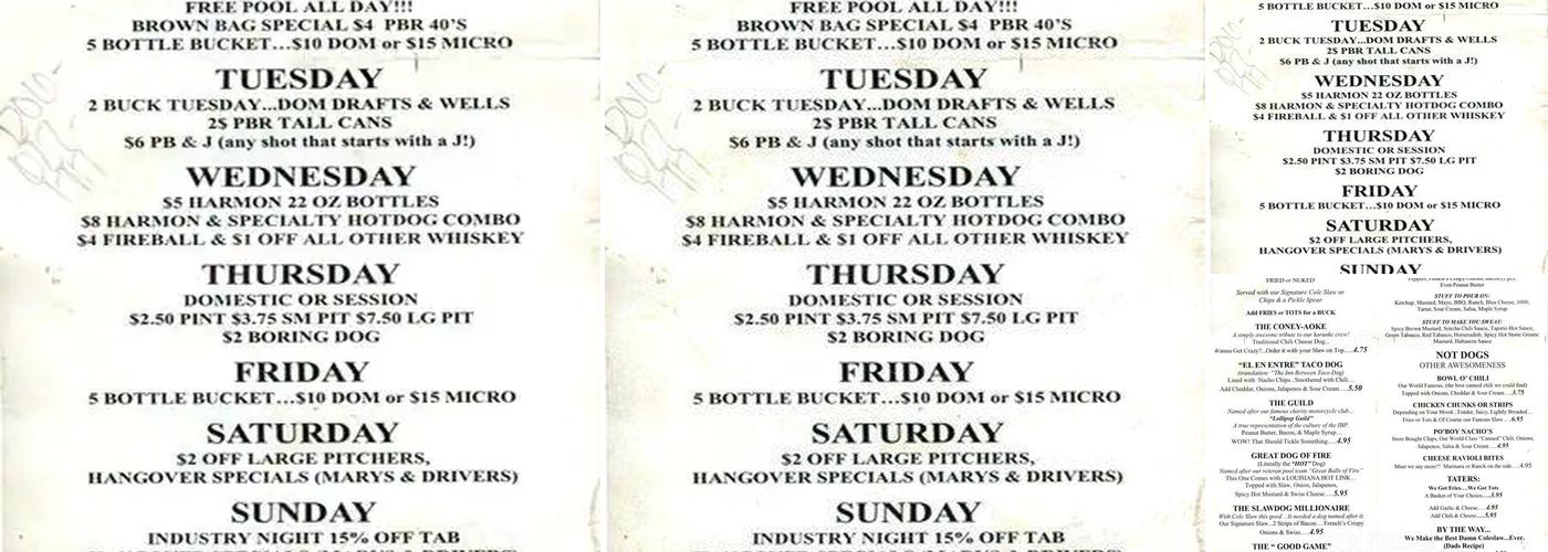 Inn Between Pub Menu