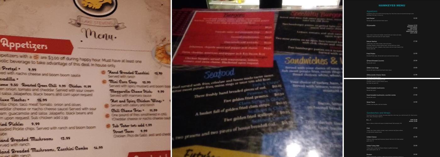 Hawkeyes Restaurant and Bar Menu