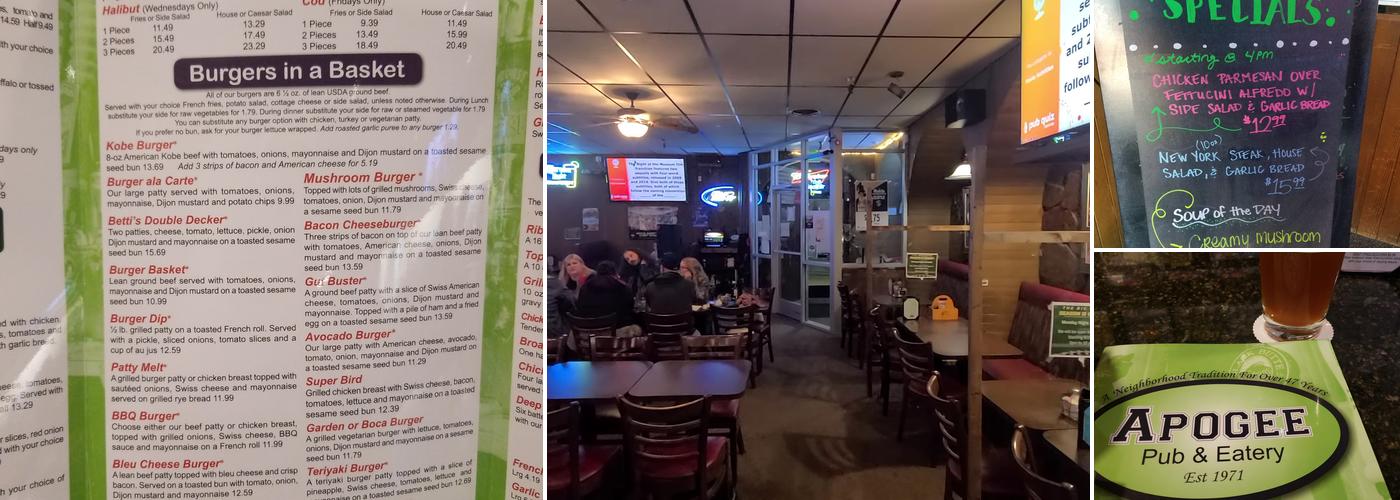 Apogee Pub & Eatery Menu