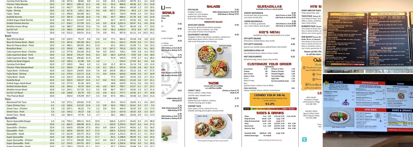 High Tech Burrito - Blackhawk Menu