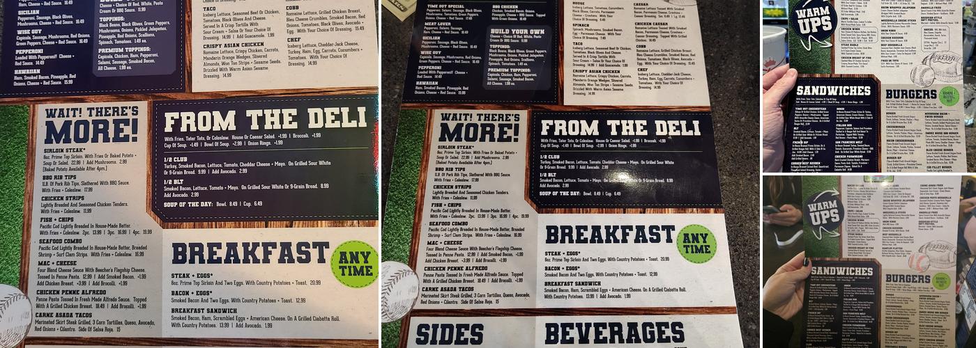 Time Out Ale House Menu