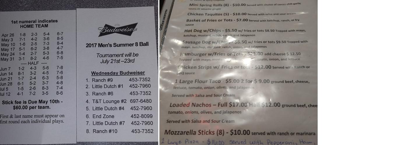 Ranch Tavern Menu